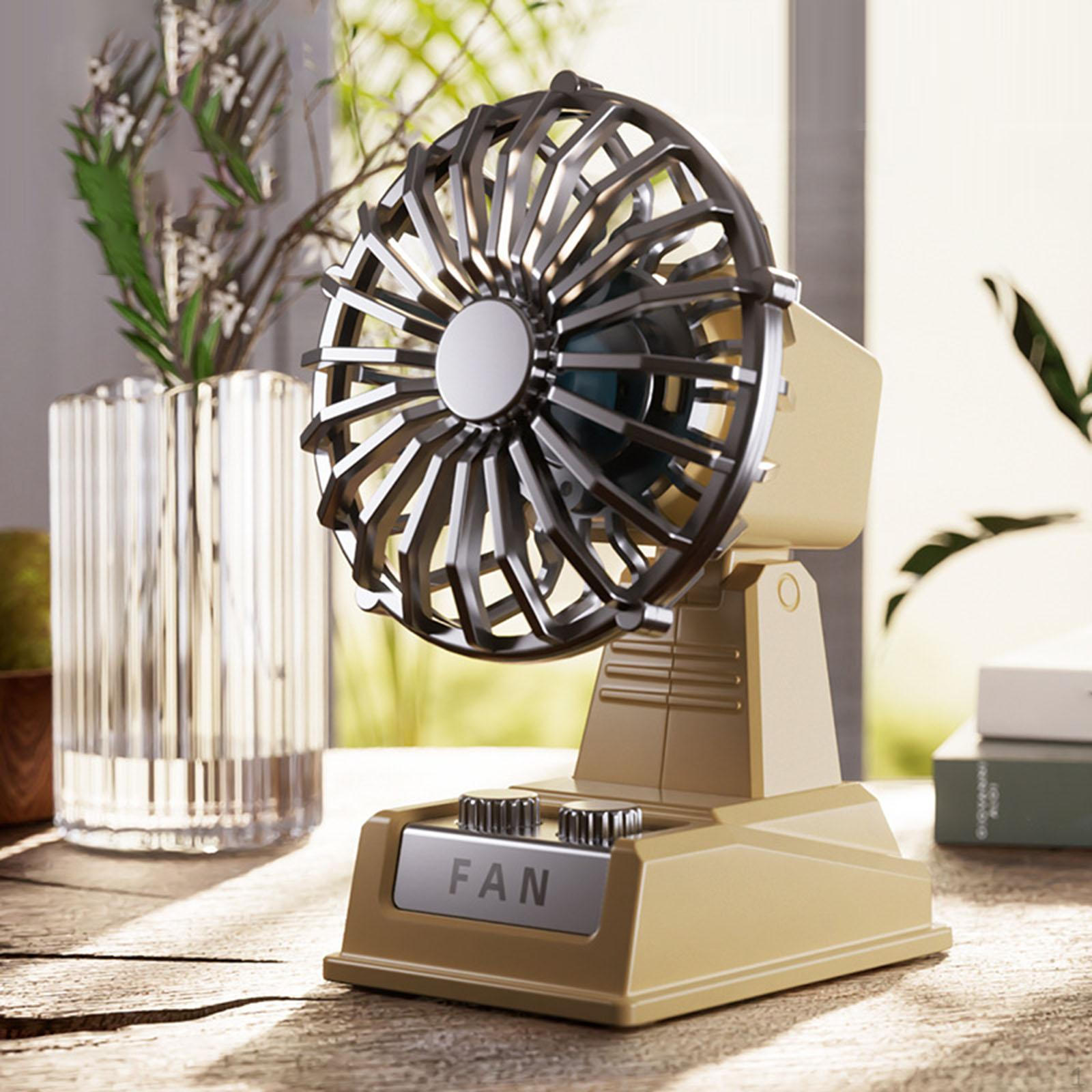 

Мини настольный вентилятор циркулятор воздуха перезаряжаемый регулируемая головка ретро дизайн портативный персональный для охлаждения бежевый