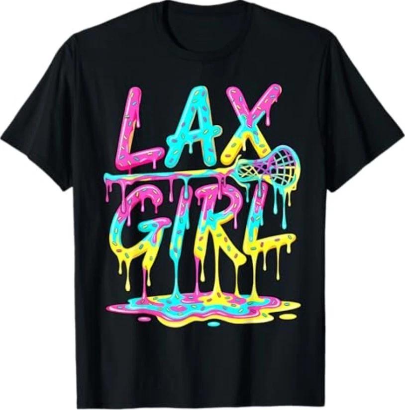 Lax Girl Lacrosse Ice Cream Funny Drip T-Shirt 2XL