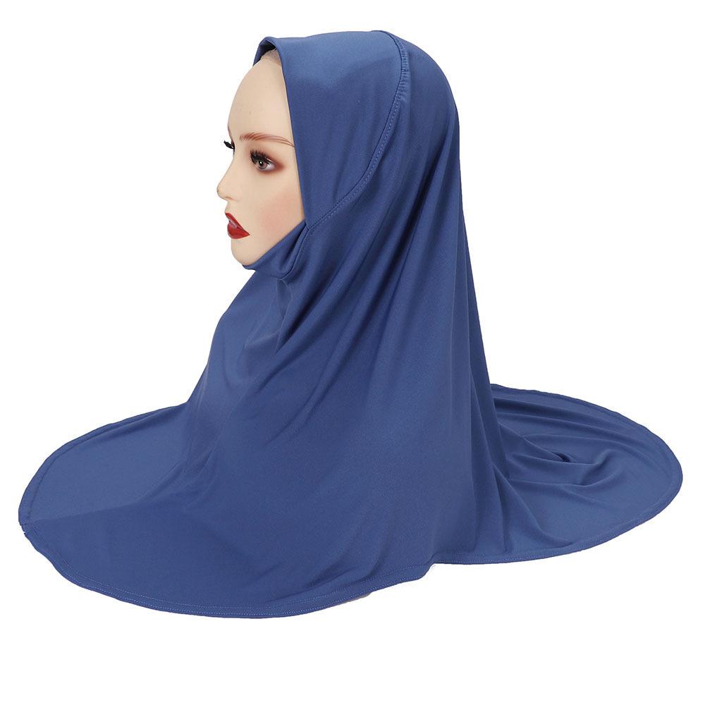 Malay Double Chin Undercap Muslim Women Solid Color Inner Scarf Islamic Instant Hijab Ladies Cap Crystal Hemp Bonnet Hat 80*55cm