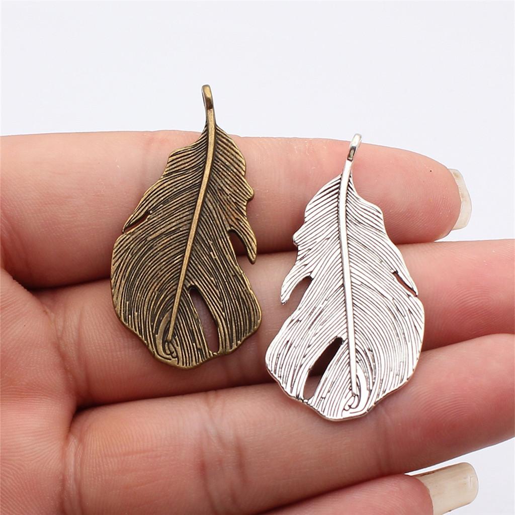 Feathers Leaf Nature Charm Antique Bronze Zinc Alloy Jewelry Making Supplies Bracelet Making Style Pendants