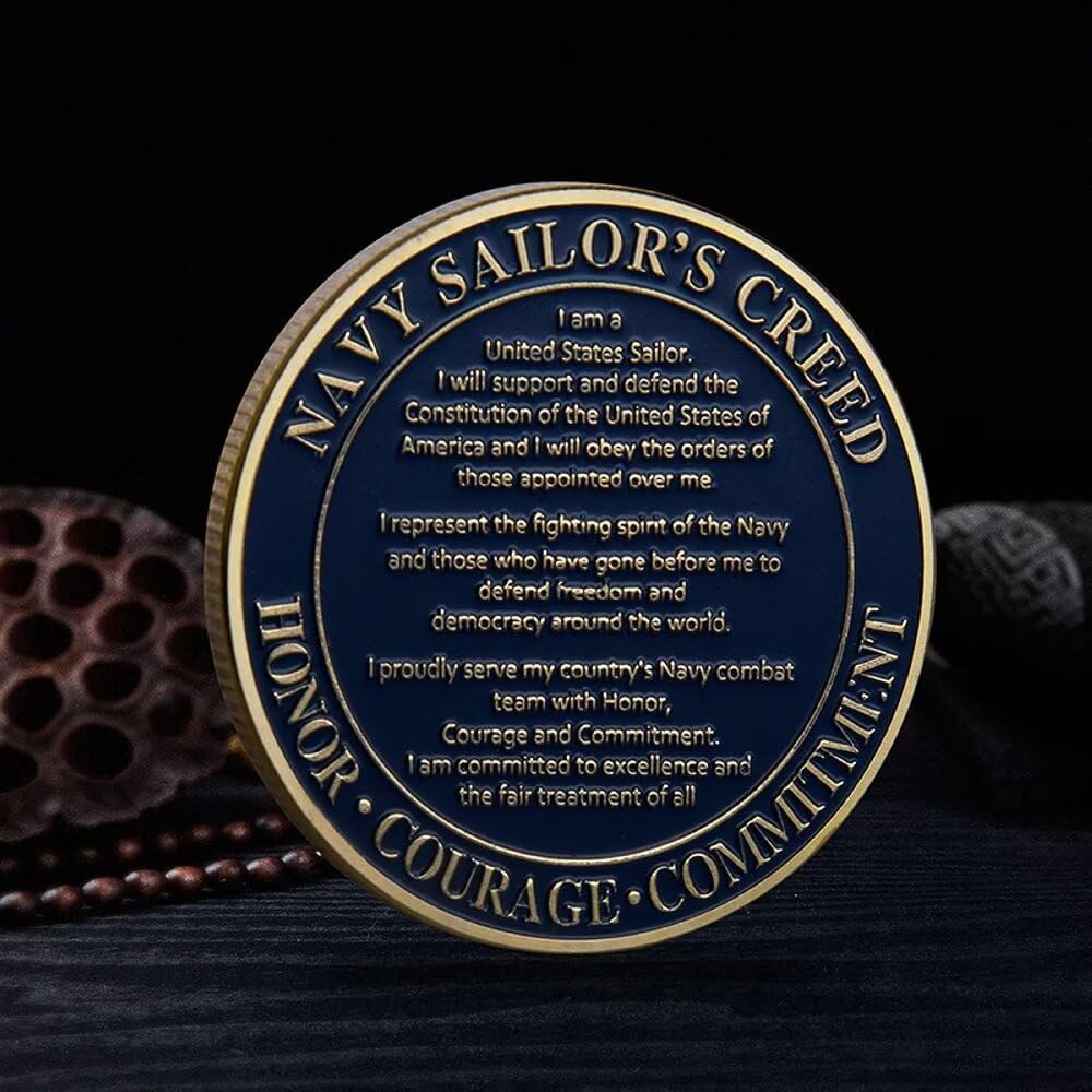 Navy Armed Forces Prayer Coin with Gift Box - USN Sailor s Creed Challenge Coin