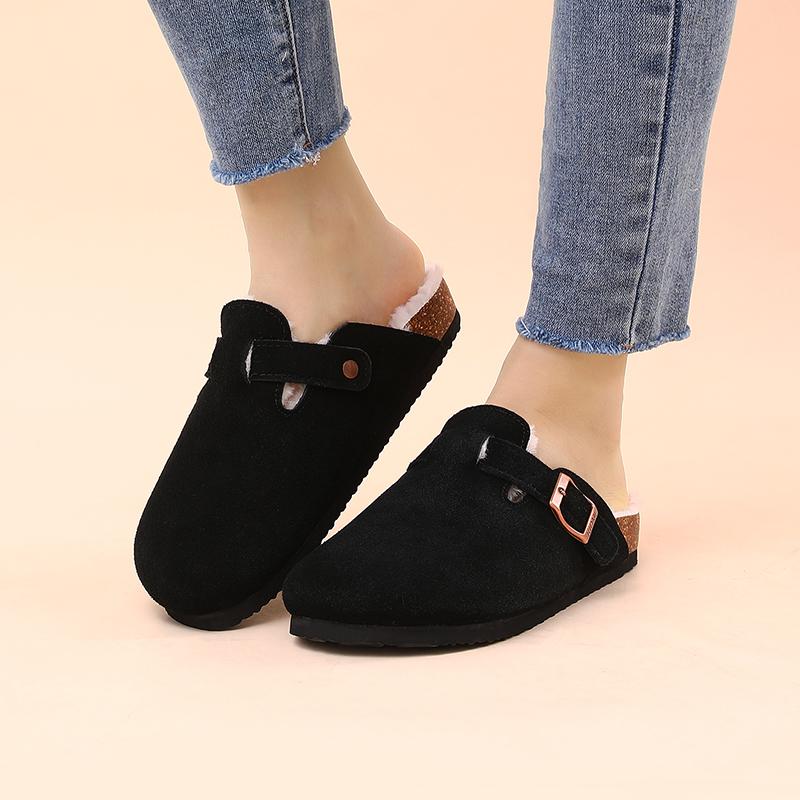 Goosecret Women Suede Clogs Slippers Men Classic Cork Mules Summer Outdoor Soft-Footed Anti-skid Beach Sandals With Arch Support