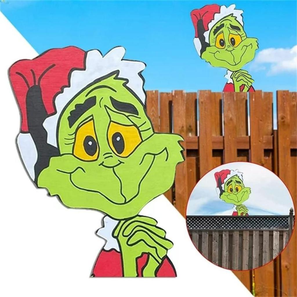 Christmas Decoration Green Voyeur Greetings Fence Decoration Outdoor Fence Sign