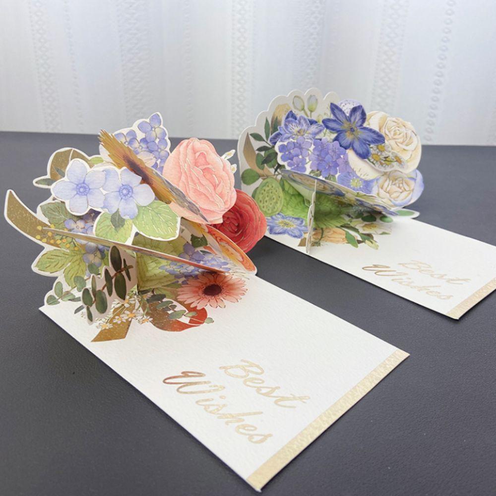 New 3D Pop-up Style 3D Greeting Card Creative Romantic Creative Flower Card Handmade Blessing Card Wedding Invitations