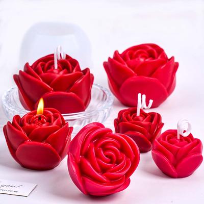 3D Rose Flower Candle Silicone Mold DIY Valentine's Day Dec Making Plaster Resin Chocolate Baking Molds Soap Candles Craft Gifts