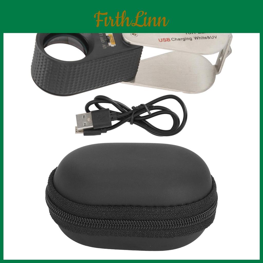 Rechargeable Loupe 10x Jewelers Foldable Jewelry Pocket Magnifying Glass With 6 Led Lights And 7 Uv