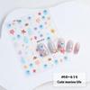 3D Summer Cartoon Nail Stickers Embossed Starfish Octopus Coral Sea Beach Theme Nail Decals for Nail Art Decoration