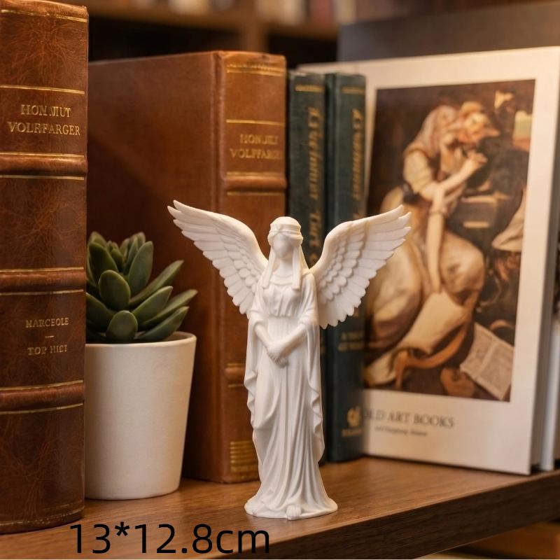 3D-gedruckte Schutzengel-Figur Weißgold Betende Religiöse Statue für Garten Fensterbank Dekoration Einweihungsgeschenk