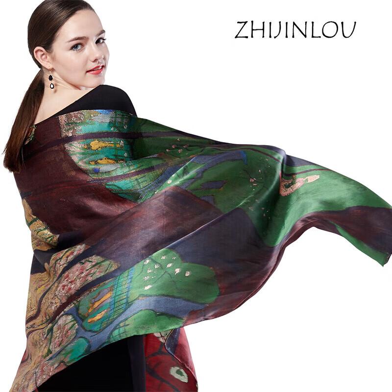 Chinese Style Mulberry Silk Print Scarf Shawl