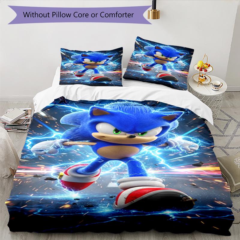 3pcs Sonic Bedding Set Duvet Cover Closure Includes 1 Duvet Cover & 2 Pillowcases, Soft and Comfortable for All Seasons.