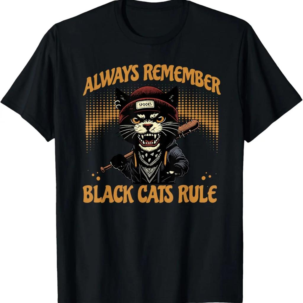 Lustiges Schwarzes Katzen Design T-Shirt