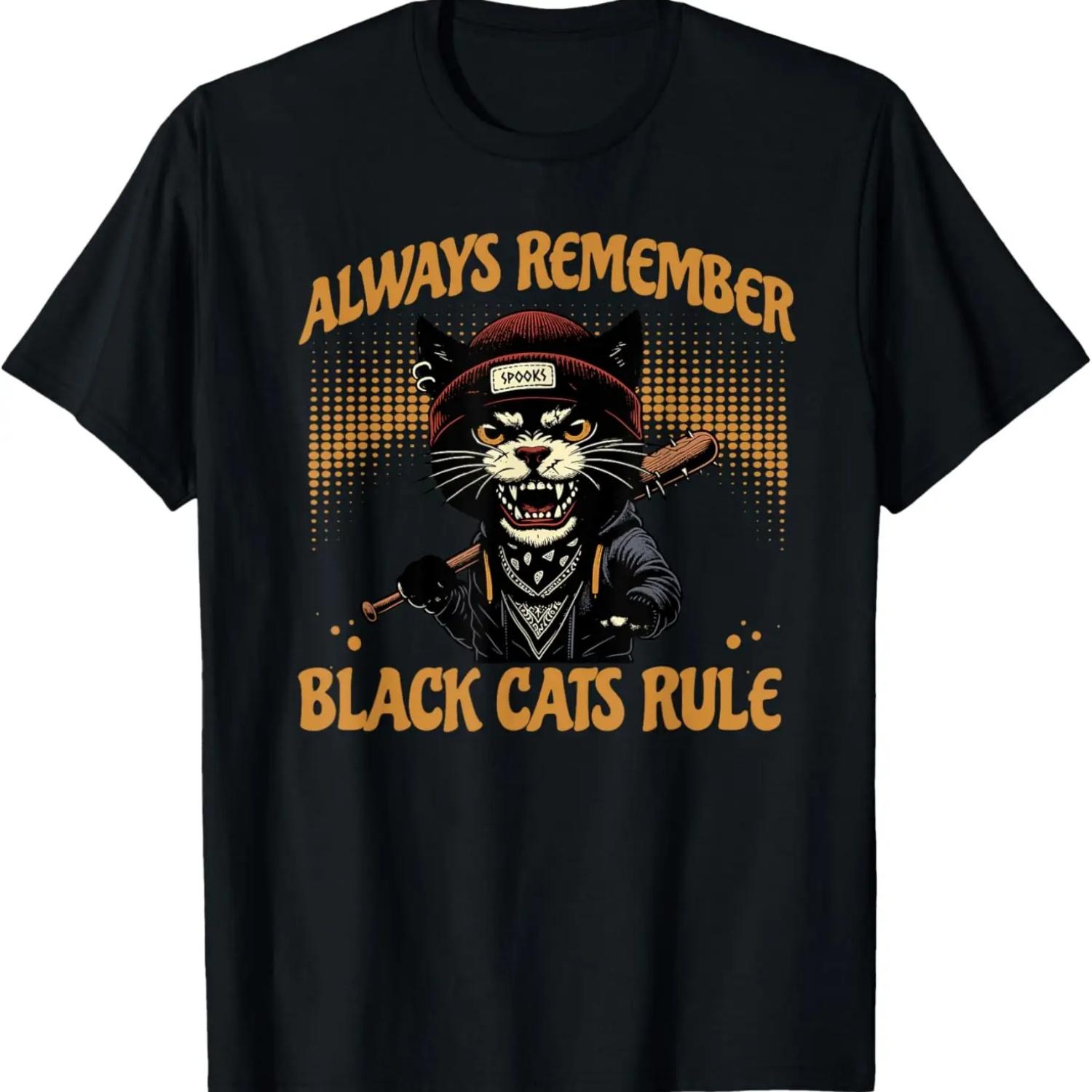

Funny Black Cat Design T-Shirt S чёрный