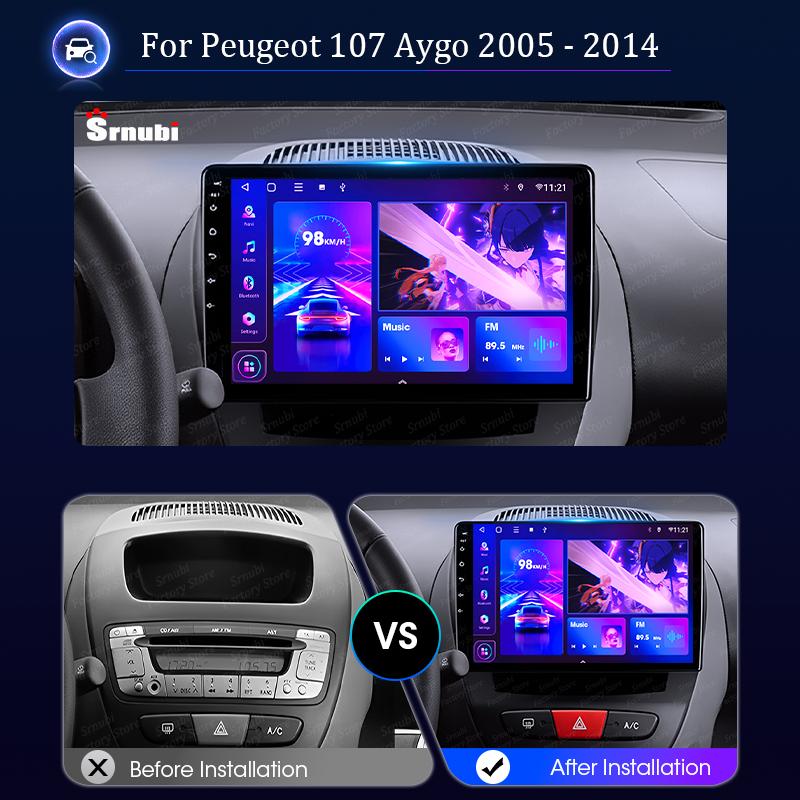 For Peugeot 107 Toyota Aygo Citroen C1 2005 - 2014 2 Din Android 12 Car Stereo Radio Multimedia Video Player GPS 4G Carplay Auto