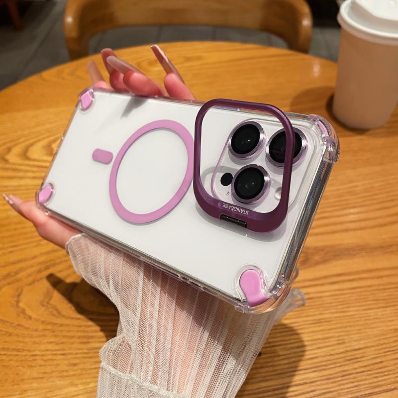 

Магнитный кронштейн для объектива Magsafe Акриловый чехол для телефона с защитой от падения по четырем углам для iPhone 16 Pro Max 14 11 12 13 15 Pro Max Чехол-бампер iPhone 15 Pro Max фиолетовый