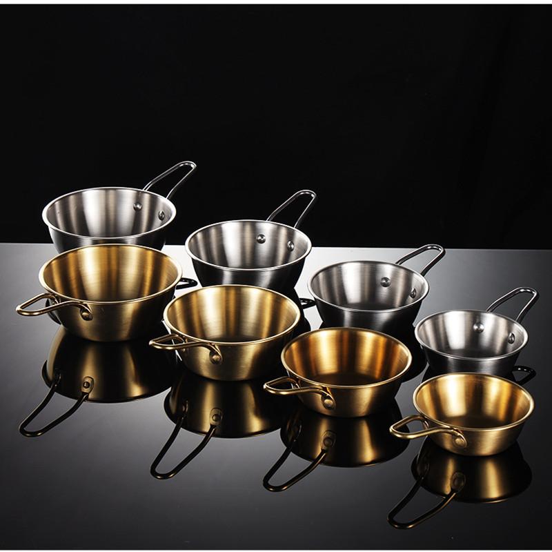 Korea 304 Stainless Steel Sauce Dish Bowl Seasoning Rice Wine Bowls with Handle Outdoor Picnic Vinegar Dish Plate for Cooking