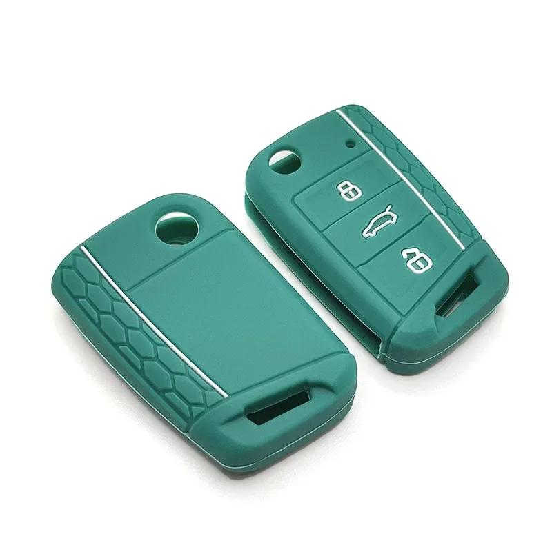 3 Button Flip Key Silicone Cover Fit for VW GOLF 7 MK7 SKODA SEAT 2014 2015 2016 FOB HULL OCTAVIA COMBI LEON IBIZA CUPTRA Case