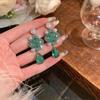 Silver Needle Zircon Square Water Drop Earrings: Retro Luxe Statement for Women