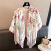Peacock Garden Simulation Silk Premium 111cm Large Square Scarf Silk Scarf Printed Shawl Sunscreen Scarf Headscarf Scarf