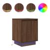 Nightstand with LED Lights Brown Oak Effect 38 x 34 x 50 cm