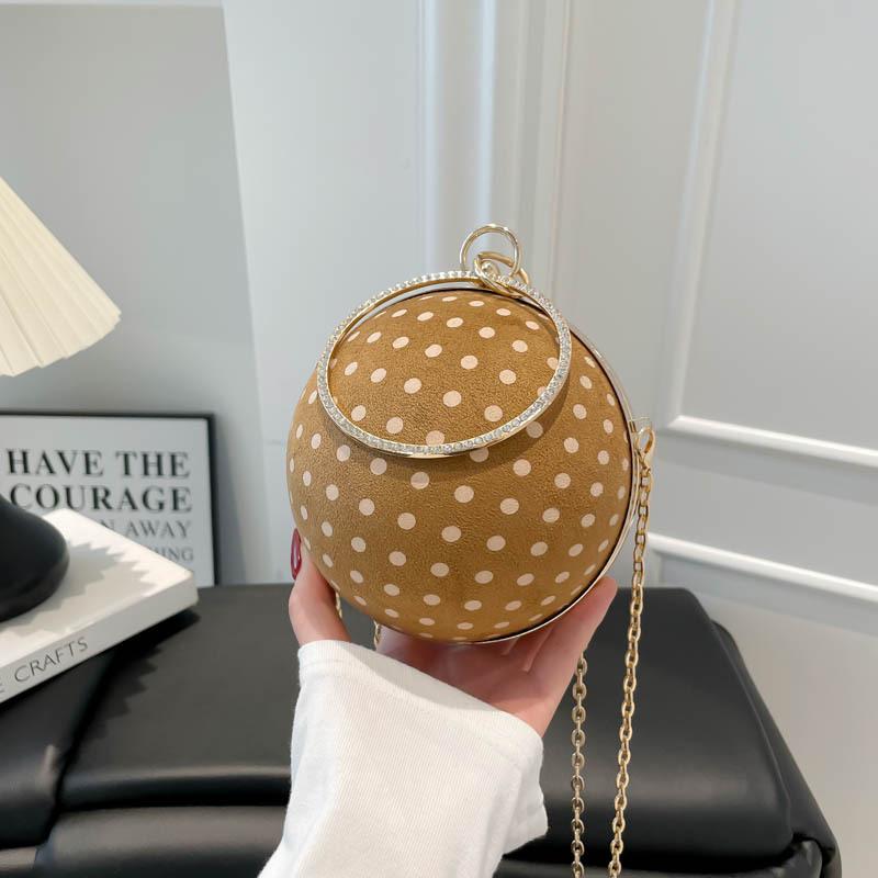 Fashionable Hand-held Small Crossbody Round Bag, Light Luxury Single-shoulder Crossbody Chain Bag