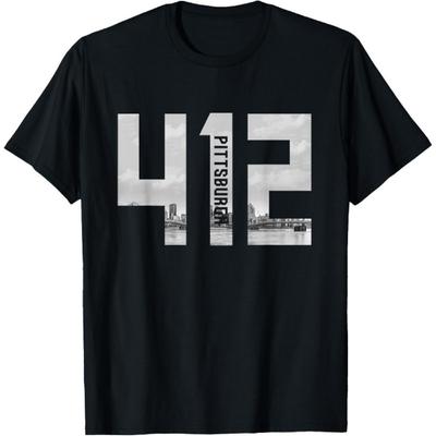 Vintage Pittsburgh Pennsylvania 412 Area Code Skyline T-Shirt