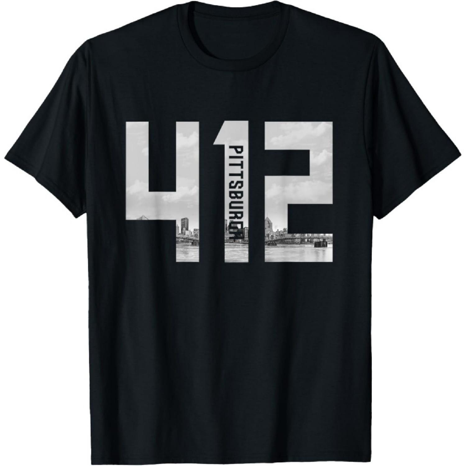 Винтажная футболка с силуэтом Питтсбурга, Пенсильвания, код города 412 XXXXXL чёрный