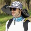Men Fisherman Hat with Dual Solar Fan Large Brim Windproof Strap USB Charging Anti UV Sunlight Quick Dry Great Breath