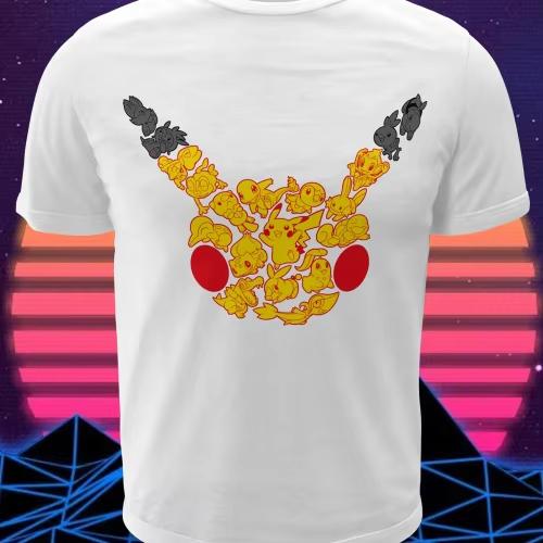 

2026 kids New Mens and Womens Universal Pokémon Pikachu Cartoon Loose Short Sleeve Casual Top Street Style Printed Tshirt S