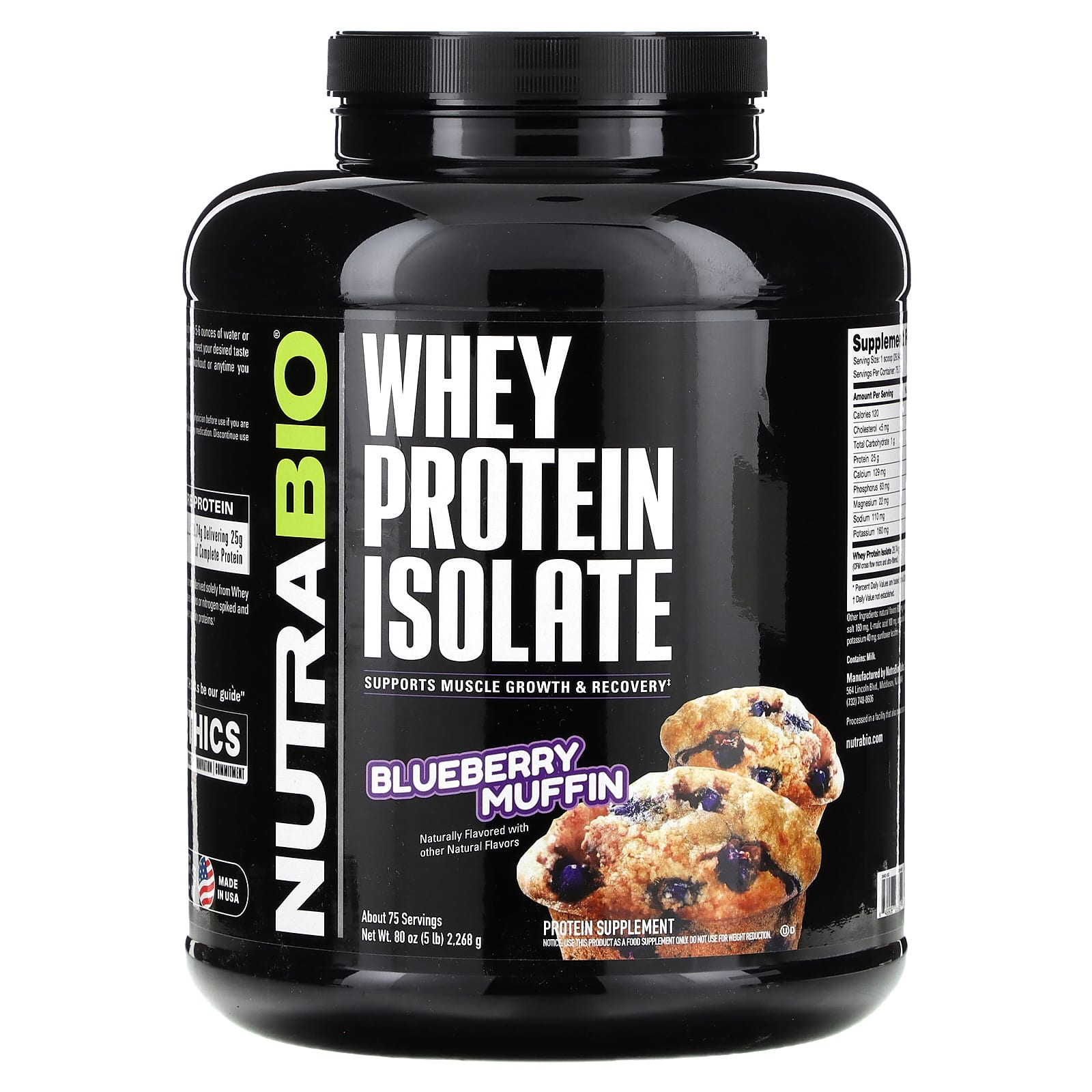 

Whey Protein Isolate, Blueberry Muffin, 2,268G(5Lb)