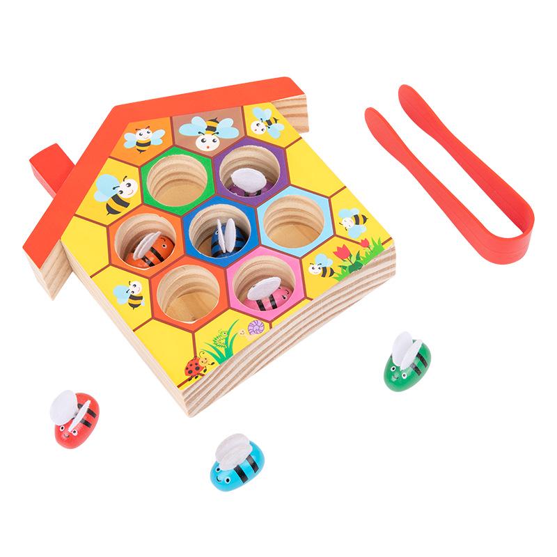 Montessori Bee House Wooden Toy: Enhancing Toddler Hand-Eye Coordination, Brain Development, and Color Recognition