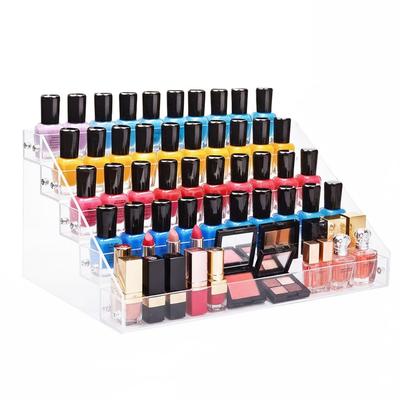 MAYCREATE® 5-Tier Nail Polish Organizer Box Lipstick Organiser Box Display Rack DIY Assembly Stepped Clear Acrylic Storage Beauty Cosmetic Organi