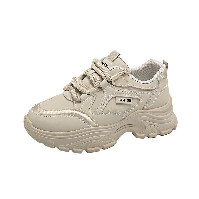 ins Korean version leather low-top dad shoes girl 2025 autumn new breathable student sports increase leisure 8821