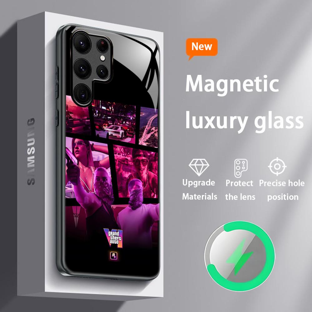 G-GTA6 R Star Game Hot Phone Case For Samsung S25 S24 S23 S22 S21 S20 Plus Ultra Note20 Glass Magnetic Case