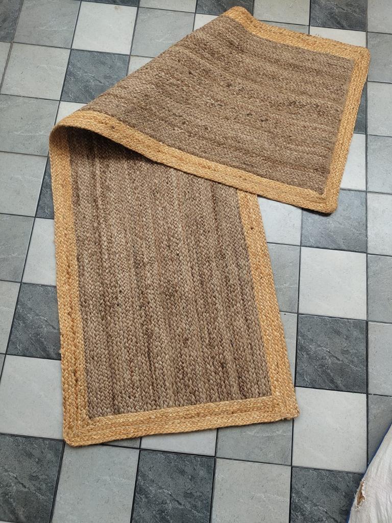 Rectangle Jute Rug Runner Handmade 100% Natural Braided Floor Mat Reversible Rustik