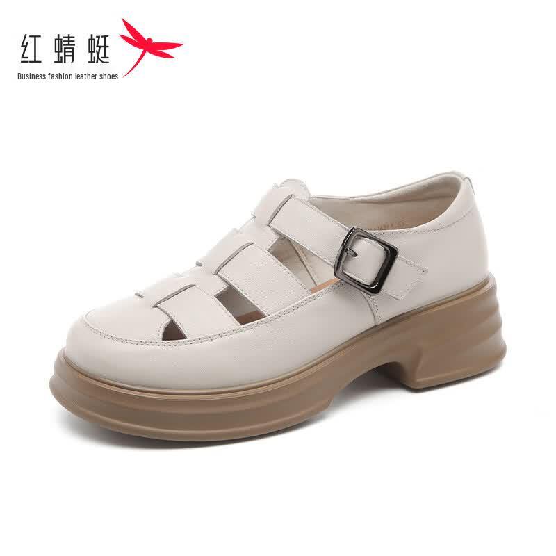 Red Dragonfly Women s Hollow Leather Closed-Toe Sandals EU 38