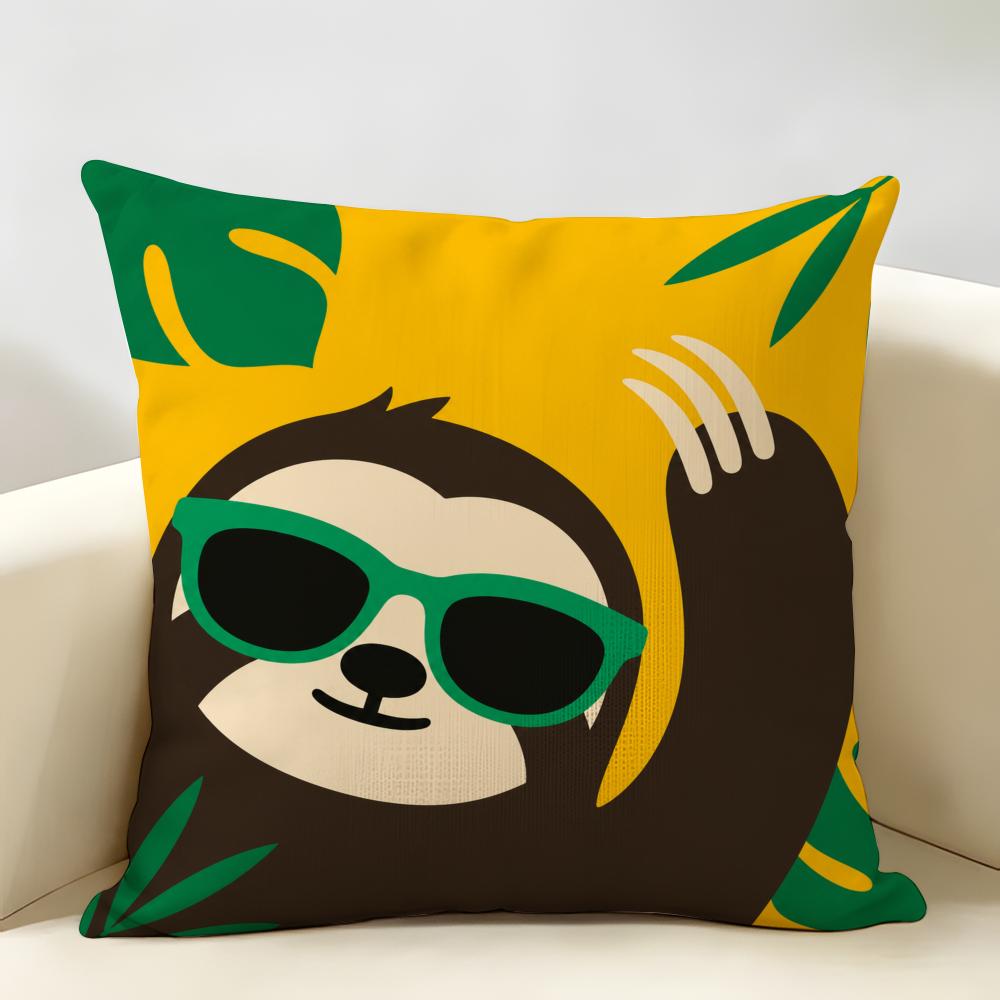Cartoon Animals Cushion Cover Durable Hypoallergenic Organic Linen Pillow Cover Short Size Washable SkinFriendly