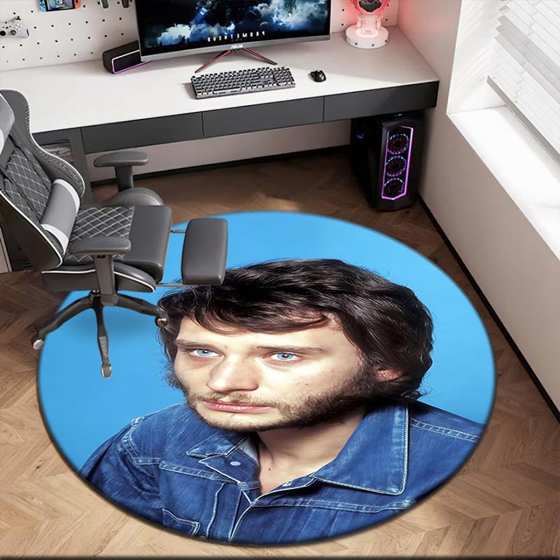 1pc Rock Star Johnny Hallyday Round Carpet Painted Printed Circular Carpet, Home Door Mat, Outdoor Travel Protection Carpet