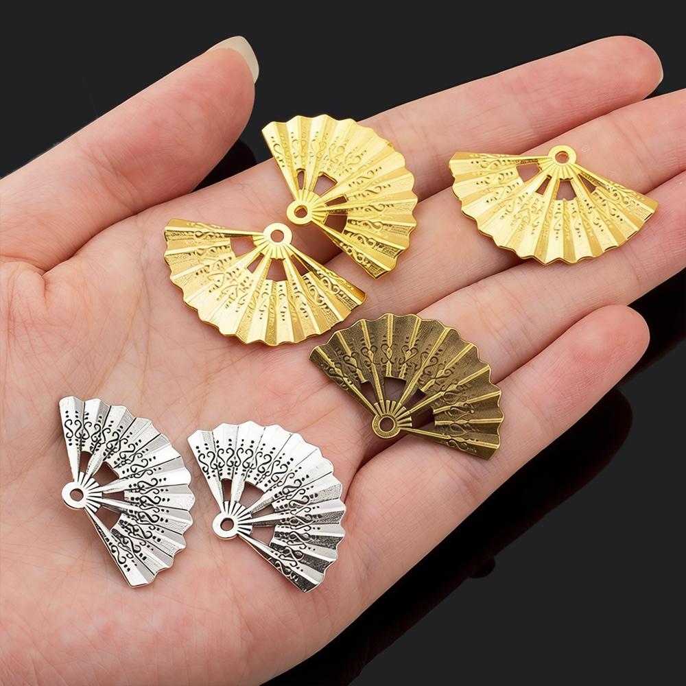 10 Stück Vintage Charms Fächer 21x33mm Antiker Legierungsanhänger Antiker Haarschmuck Bastelzubehör DIY Handgemachtes Handwerk Ohrring Choker