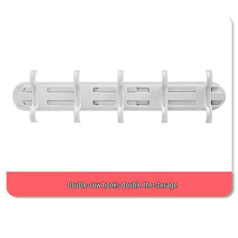 Retractable Double Row Adhesive Hanging Hooks - Punch-Free Kitchen Organizer