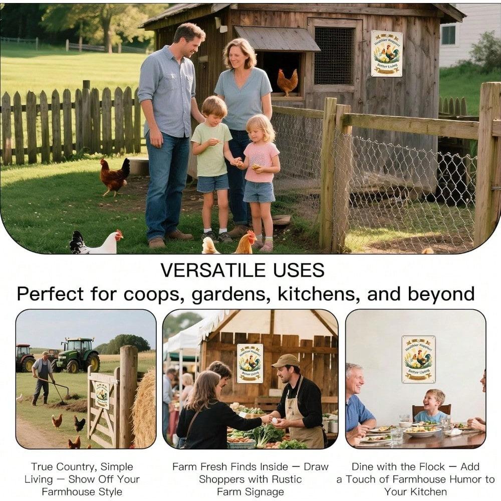 Rustic Farm Poultry Metal Plaque, Vintage "Our Feathered Family" Chicken Decor, Home Art Accent forFarmer&Country Lifestyle Fans
