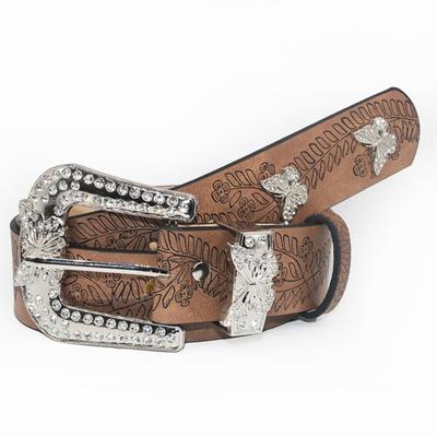 Womens Leathers Belt for Jeans Pants Dresses Ladies Waist Belt Rhinestones Butterfly Buckle Gothic Waist Belt