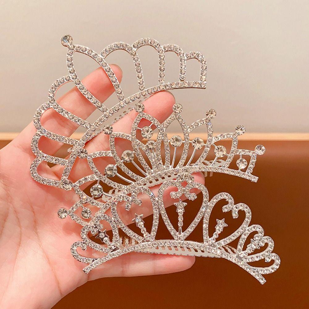 Pearl Rhinestone Crown Hair Comb Flower Crystal Hairpins Gifts Children Tiara Headband  Wedding
