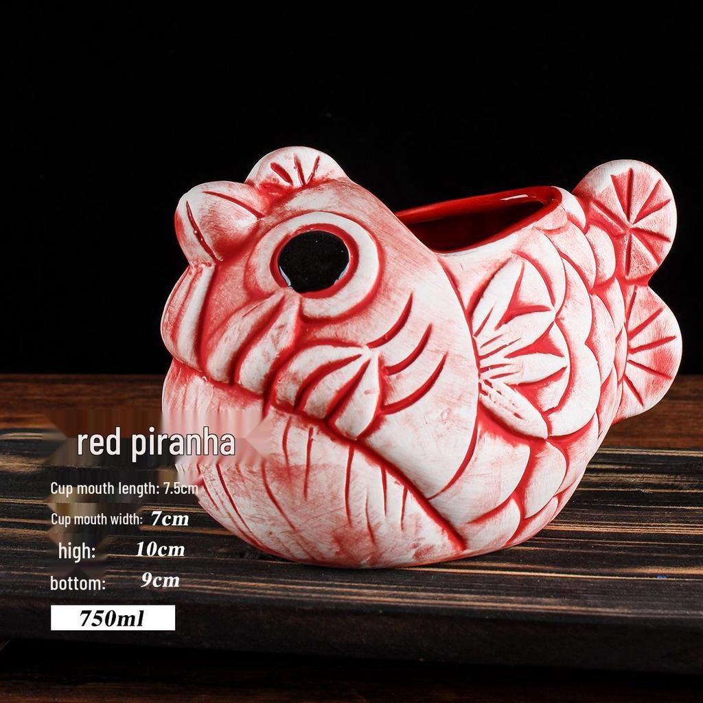 Hawaiian Tiki Zombie Skull Ceramic Cocktail Glass