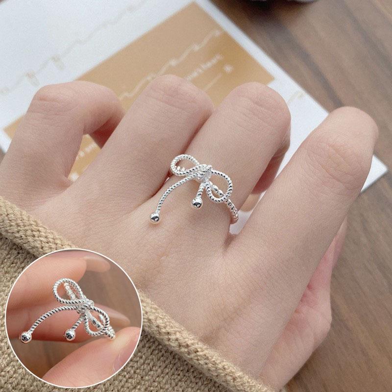 Twisted Bow Adjustable Women s Fashion Ring - Modern, Stylish, Open Design for Index Finger. Open Adjustable