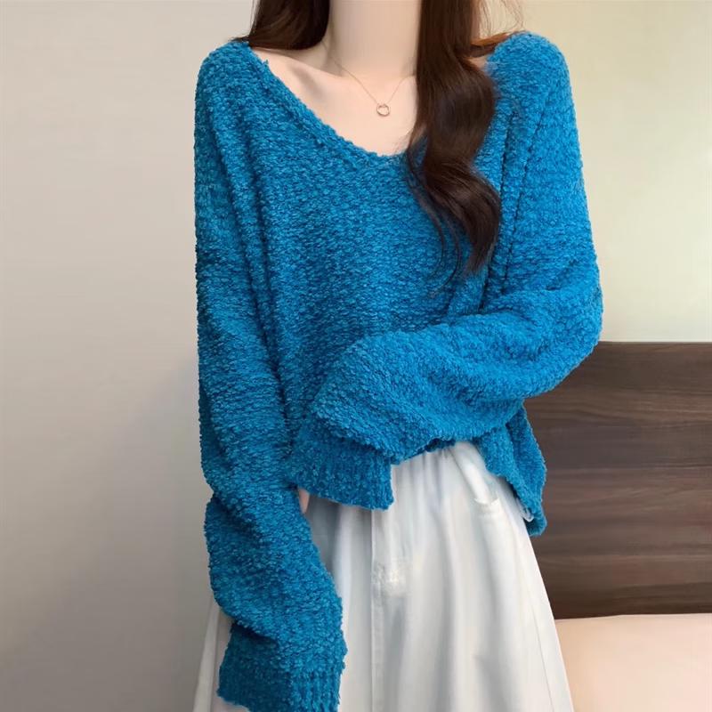 Lanzhi Women's V-Neck Relaxed Fit Knit Sweater NX819