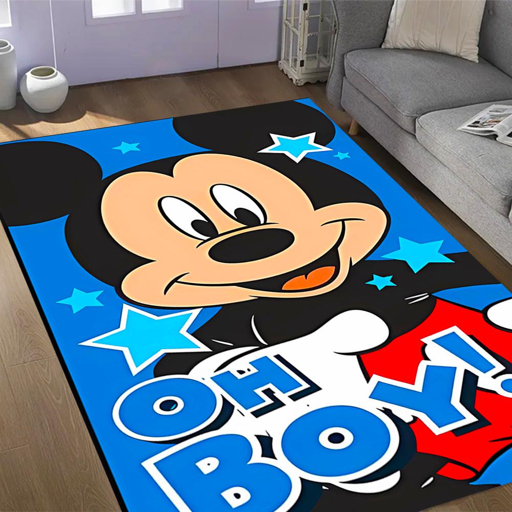 Mickey Mouse Adventure Disney Cartoon Theme Anti-Slip Rug - Polyester, Home Decor, Suitable for Bedrooms, Living Rooms, Doorways, and Studios