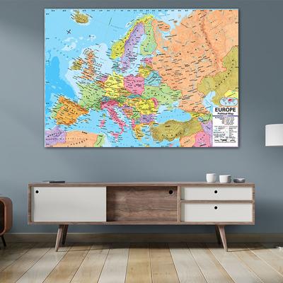 1pcs English Europe Map Political Distribution Map Wall Art Prints Canvas Painting Living Room Home Decor Study Supplies