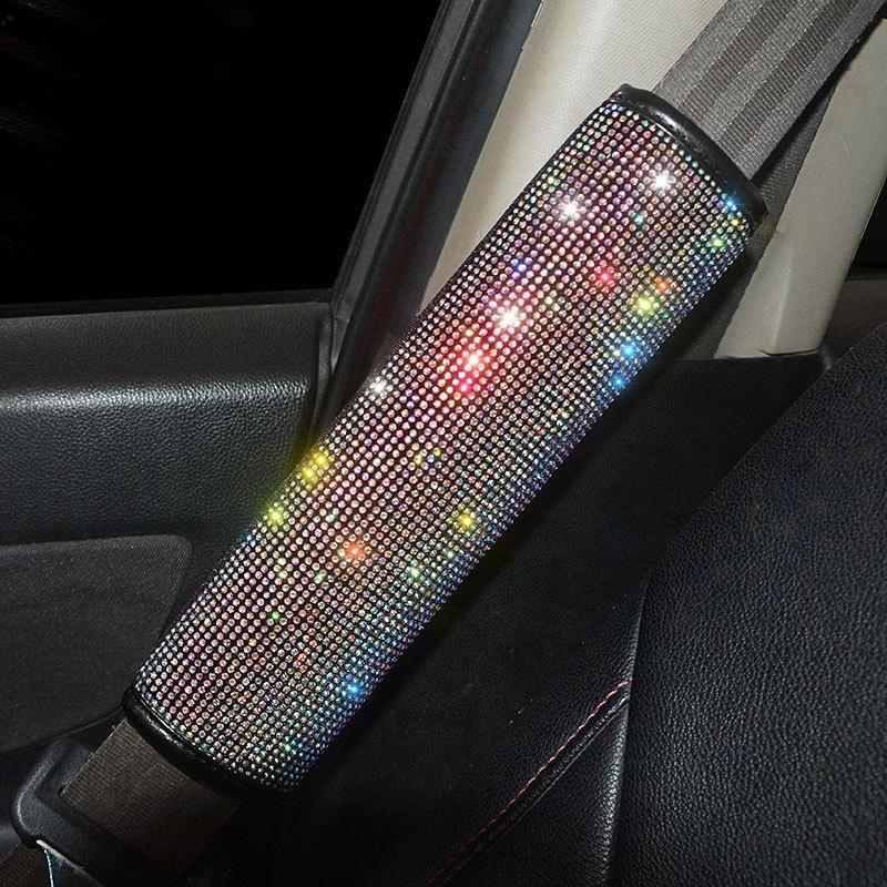 Bling Bling Rhinestones Crystal Car Handbrake Cover Gear Shift Collars Cover Seat Belt Cover Pad Car Accessories Interior Woman