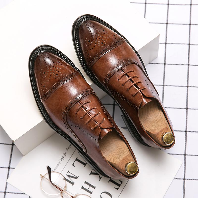 Casual Leather Shoes British Pointed Business Dress Groom Wedding Nightclub Hairstylist Black