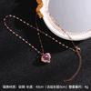 Luxury Colorful Crystal Ocean Heart Pendant Necklace For Women Korean Fashion Stainless Steel Neck Chain Female Wedding Jewelry